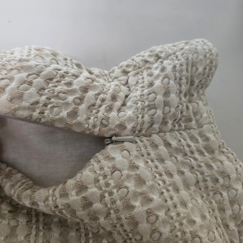 Crate and Barrel Tessa Standard‎ Sham Flax Beige Waffle Weave Linen Blend Modern